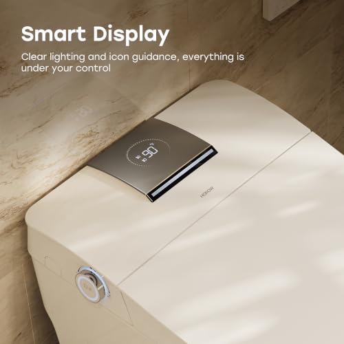HOROW T39 Luxury Smart Toilet with Bidet, Modern Elongated Toilet for Bathroom Remodel, ADA Bidet Toilet with Anti-Splatter Foam Shield, Smart Display, Heated Seat & Instant Warm Water, Night Light