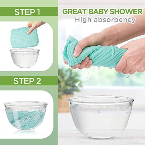 20 Pcs Baby Muslin Washcloth 12 x 12 Inch 100% Cotton Soft and Absorbent Muslin Washcloth Burp Cloth Wipe Newborn Face Towel for Baby Boy Girl Sensitive Skin (Blue, White, Green, Yellow, Pink) - color: Blue, White, Green, Yellow, Pink