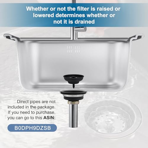 ZM Black Kitchen Sink Strainer Basket, Stainless Steel Drain Stopper - style: Standard-Black