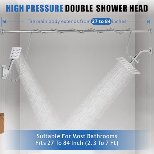 Voolan Dual Shower Head for Couples, High Pressure Rain Showerhead and Handheld Spray Combo, Adjustable Double Shower Heads for 2 People Bathroom (Chrome) - color: Chrome