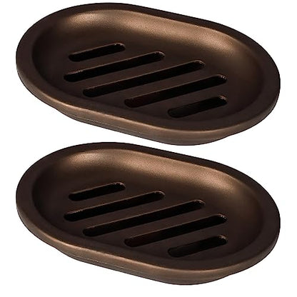 TOPSKY 4 Pcs Soap Dish for Shower, Soap Savers with Drip Tray, Plastic Double Layer Draining Soap Box for Bathroom - Bronze - color: Bronze 4pcs