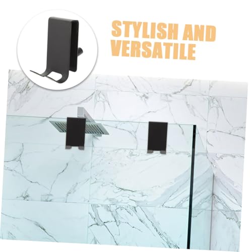 Mipcase 2pcs Stylish Bathroom Towel Hook Door Hanger Hook Stainless Steel Suction Shower Razor Magnetic Holder - color: Black