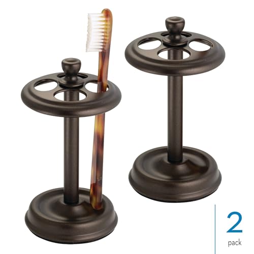 iDesign Toothbrush Holder with 4 Divided Sections for Bathroom or Vanity - Set of 2 - Bronze - color: Bronze, style: Pack of 2