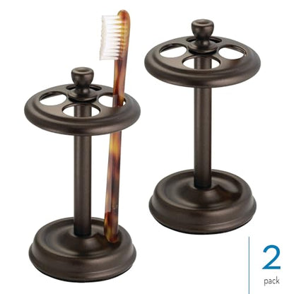 iDesign Toothbrush Holder with 4 Divided Sections for Bathroom or Vanity - Set of 2 - Bronze - color: Bronze, style: Pack of 2