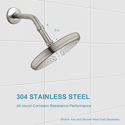 OFFO Shower Head Extension Arm 3 in, Brushed Nickel Shower Arm Extension Shower Head Extender Made of 304 Stainless Steel Shower Pipe Extension - color: Brushed Nickel, style: 3 in