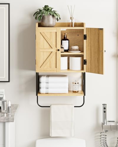 Masupu Bathroom Cabinet Wall Mounted, Wooden Medicine Cupboard with Adjustable Shelves, Space-Saving Wall Storage Unit for Bathroom, Kitchen and Living Room (9" D x 15.35" W x 27.16" H,Countrye Oak) - color: Oak, style: Country