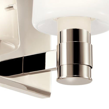 Kichler Adani 8.5" 1-Light Wall Sconce Light, Polished Nickel | Opal glass creates soft ambient lighting for bathrooms, kitchens, bedrooms and hallways, 55174PN - color: Polished Nickel, size: 8.5"