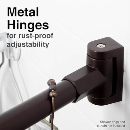 JS Jackson Supplies Single Curved Shower Rod, Metal Construction, Adjustable Between 36 to 61 Inches, Aluminum Rods and Zinc Mounting Hardware, Quality Modern Bathware, Bronze Finish - color: Bronze