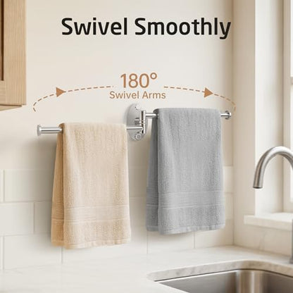 KES Swivel Towel Bar for Bathroom 9-Inch Kitchen Swing Out Double Towel Bar | 2-Arm, Kitchen Wall Mounted SUS 304 Stainless Steel, Polished Finish, A2106S23 - color: Polished Finish, size: 23cm