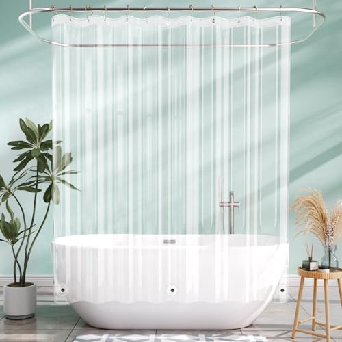 AmazerBath Camper Shower Curtain Liner, 72x65 Clear Shower Curtain Liner, Waterproof Plastic Shower Liner, Lightweight PEVA Shower Curtain for Bathroom with 3 Magnets and 12 Rustproof Metal Grommets - color: Clear, size: 72"W x 65"L (Pack of 1)