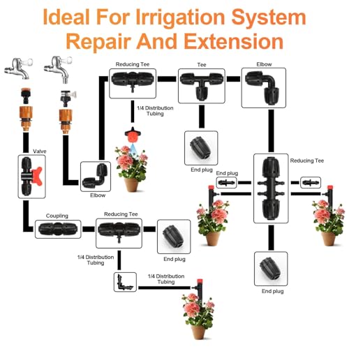 1/2 Inch Drip Irrigation Coupling Fittings, 10 Pieces Barbed Locked Coupler Connectors for 1/2 Inch Irrigation Tubing (1/2" ID x 0.670" OD) Anti-leak Straight Coupling for Garden Drip Systems - size: 1/2" Lock Nut Coupling
