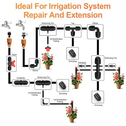 1/2 Inch Drip Irrigation Coupling Fittings, 10 Pieces Barbed Locked Coupler Connectors for 1/2 Inch Irrigation Tubing (1/2" ID x 0.670" OD) Anti-leak Straight Coupling for Garden Drip Systems - size: 1/2" Lock Nut Coupling