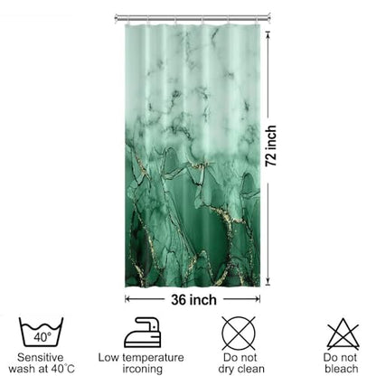 Green Marble Stall Waterproof Shower Curtain 36x72 inches | RV Small Shower Curtain Set for Bathroom, Abstract Modern, Machine Washable, Easy to Install with Hooks, Ombre White Green - color: Green, size: 36"W x 72"L (Pack of 1)