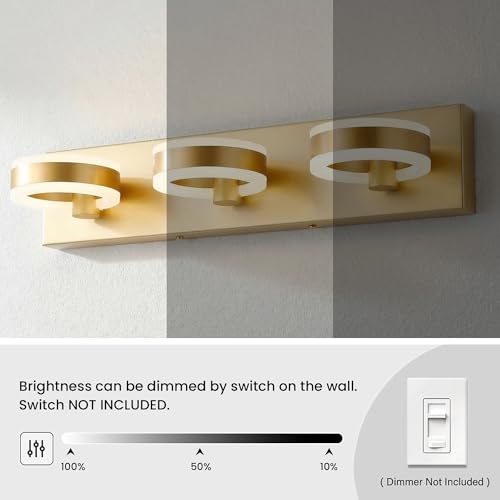 LED Bathroom Light Fixtures, 33inch Gold Vanity Lights, Modern 4 Light Acrylic Wall Sconces, 350° Rotatable Wall Lighting Fixture Over Mirror - color: Gold, size: 4 Lights