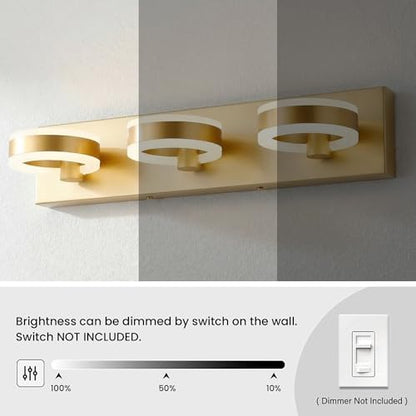 LED Bathroom Light Fixtures, 33inch Gold Vanity Lights, Modern 4 Light Acrylic Wall Sconces, 350° Rotatable Wall Lighting Fixture Over Mirror - color: Gold, size: 4 Lights