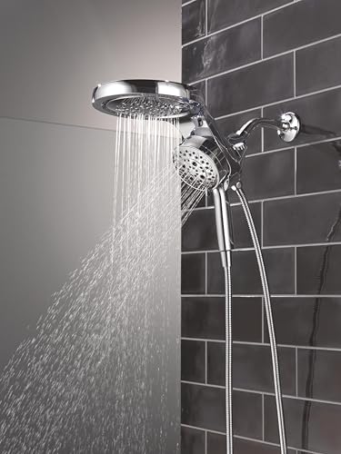 Delta 6-Setting HydroRain Premium 2-in-1 Dual Shower Head with ProClean Spray, Chrome High Pressure Shower Head with Handheld Spray, 1.75 GPM Flow Rate, Lumicoat Chrome 56000-PR25 - color: Lumicoat Chrome