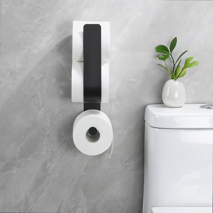 Stick On Bathroom Toilet Paper Holder Holds 2 Spare Rolls | double roll、spare roll storage、extra toilet roll holder、reserve storage