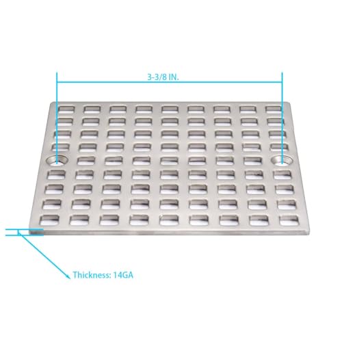 4" Shower Drain Cover Replacement Nickel Brushed, Shower Drain Grate Square Shower Drain Strainer Grid for Bathroom Floor