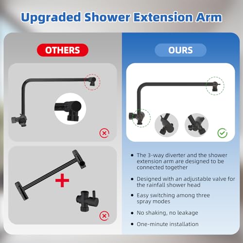 10" Metal Rainfall Shower Head with 10-Mode Handheld, Oil Rubbed Bronze | NSF/ANSI/CAN 372 Certified, High Pressure Showerhead Combo with 11" Adjustable Shower Arm, 71" Hose, Shower Head Holder - color: Oil Rubbed Bronze, style: Square 10"