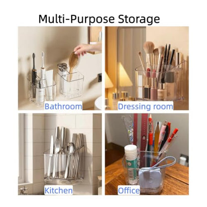 Toothbrush Holder, 3 Slot Wall Mounted with Divider Kitchen Office