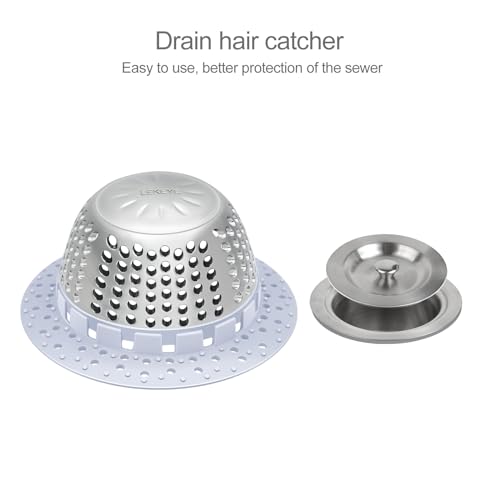 LEKEYE Shower Drain Hair Catcher/Bathtub Drain Cover/Drain Protector for Pop-Up & Regular Drains(Light Blue) - color: Light Blue