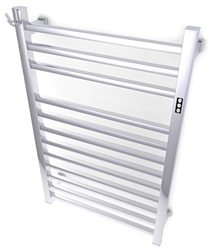 Brandon Basics Wall Mounted Electric Towel Warmer with Built-in 1 & 2 Hour Timer and Hardwired and Plug in Options (Brushed)