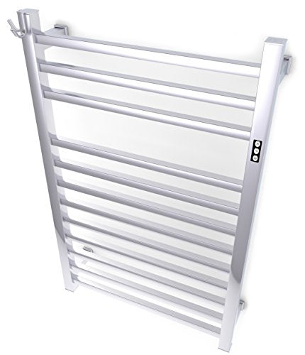 Brandon Basics Wall Mounted Electric Towel Warmer with Built-in 1 & 2 Hour Timer and Hardwired and Plug in Options (Brushed)