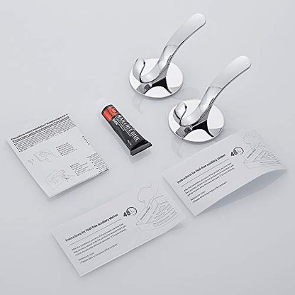 Adhesive Coat Hooks Stainless Steel Self Adhesive Robe Towel Bathroom Kitchen Wall Hook No Screws Damage Free