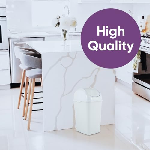 Superio Medium Trash Can with Lid 4.5 Gallon Plastic Swing Top Garbage Can Slim Waste Bin for Under Sink/Cabinet, Laundry Room, Kitchen, Office, Bedroom, Bathroom, College Dorm, 18 Qt, White - size: 4.5 Gallon, style: 1 Pack