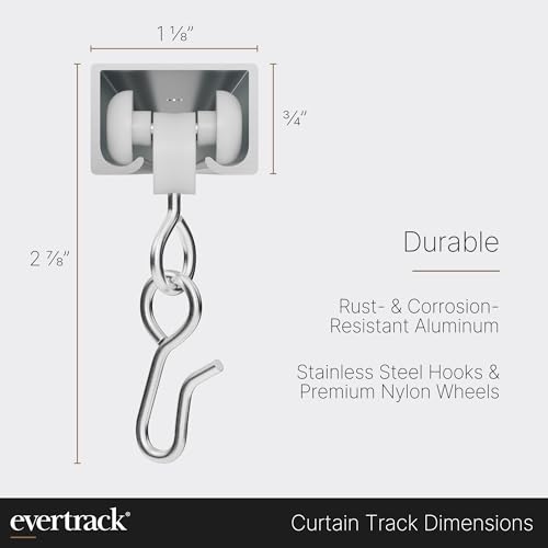 Curtain Track - Ceiling Mounted Curtain Rail for Curtains, Drapes, and Room Dividers - USA Made - Large+ (24 Feet), Satin Brass - color: Satin Brass, size: Large+ (24 Feet)