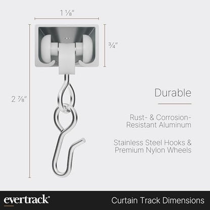 Curtain Track - Ceiling Mounted Curtain Rail for Curtains, Drapes, and Room Dividers - USA Made - Medium (16 Feet), Anodized Silver - color: Anodized Silver, size: Medium (16 Feet)