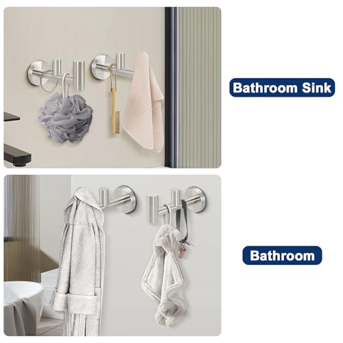 NearMoon Bathroom Double Towel Hook- SUS304 Stainless Steel Robe Towel Holder, Heavy Duty Double Coat Hook for Bathroom Livingroom Kitchen Wall Mounted (Brushed Nickel-F, 2 Pack) - style: Brushed Nickel-F