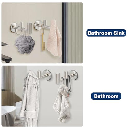 NearMoon Bathroom Double Towel Hook- SUS304 Stainless Steel Robe Towel Holder, Heavy Duty Double Coat Hook for Bathroom Livingroom Kitchen Wall Mounted (Brushed Nickel-F, 2 Pack) - style: Brushed Nickel-F