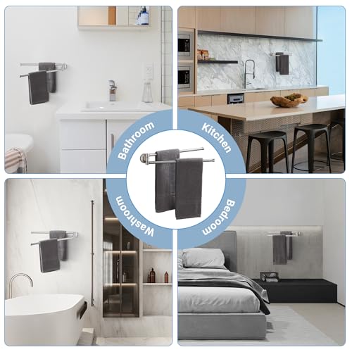 BGL Swivel Towel Bar for Bathroom Brushed Nickel,Swing Out Double Towel Bar 2-Arm Kitchen Wall Mounted Towel Hanger Holder for Bathroom Organizer - color: Brushed Nickel