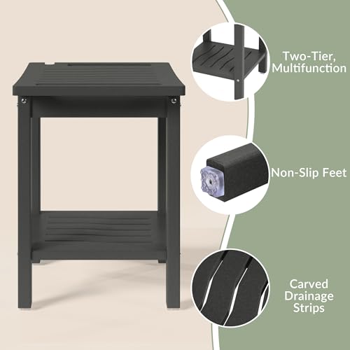 Sage HDPE Poly Plastic Waterproof Bathroom Shower Bench, Gray - color: Grey