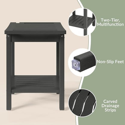Sage HDPE Poly Plastic Waterproof Bathroom Shower Bench, Gray - color: Grey