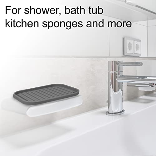 VOCOSTE Silicone Soap Dish, Dark Gray, 13.5x9cm | Soap Cleaning Storage, Keep Soap Dry, For Home Bathroom Kitchen - color: Dark Gray