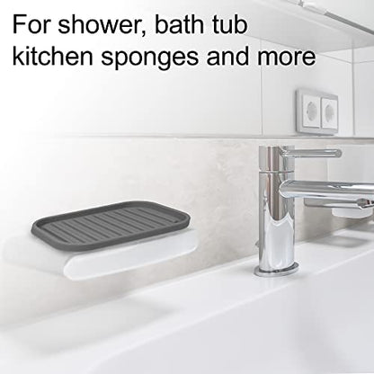VOCOSTE Silicone Soap Dish, Dark Gray, 13.5x9cm | Soap Cleaning Storage, Keep Soap Dry, For Home Bathroom Kitchen - color: Dark Gray