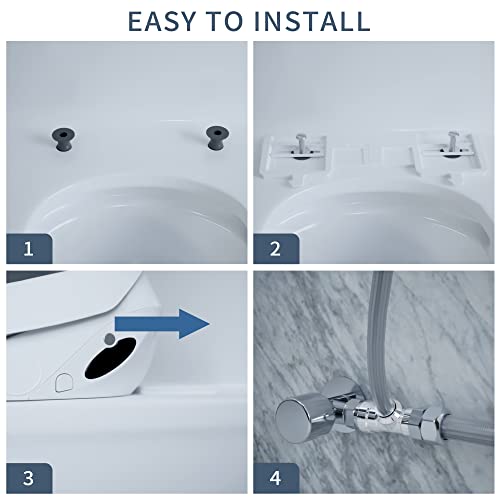 X3 Bidet Toilet Seat, Elongated Smart Toilet Seat with Air Dryer, Bidet Attachment for Toilet Warm Water with Soft Close, Electric Heated Bidet Seat with Self Cleaning Nozzel