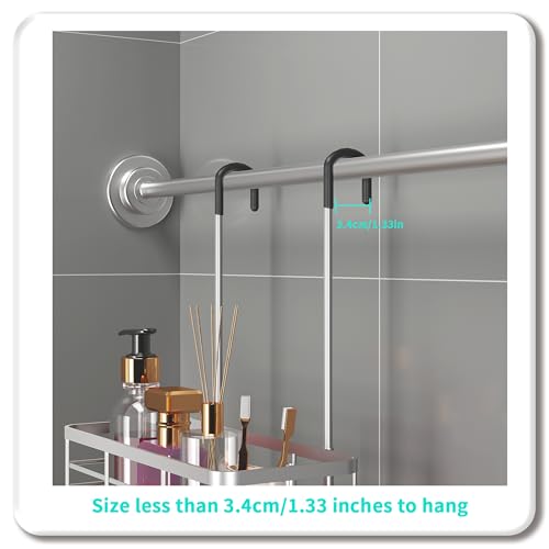 HapiRm Hanging Shower Caddy Organizer - No Drilling Shower Organizer with Inclined Shelf, Rustproof & Waterproof 304 Stainless Steel Bathroom Caddy - Silver - color: Silver-Inclined Shelf