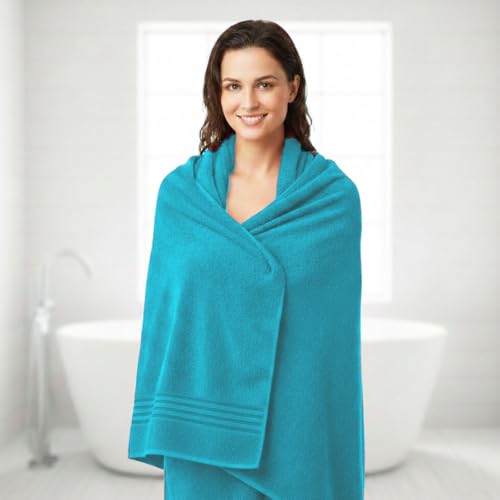 8 Piece Bath Towels for Bathroom - 100% Cotton, Soft Absorbent Bathroom Towels Set - 2 Extra Large Bath Towels, 2 Hand Towels & 4 Washcloths - Hotel Spa Thick Plush Towel, Turquoise - color: Turquoise (Pack of 8)