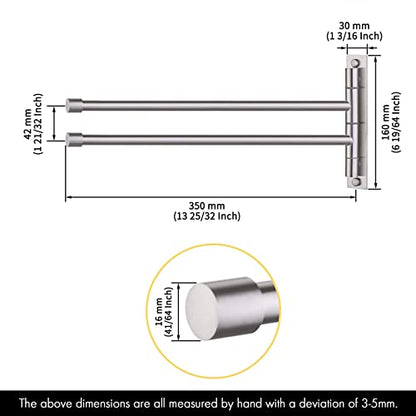 KES Bathroom Towel Bar 13.8 Inch, Swing Out 2-Arm, Wall Mounted | Holder, SUS304 Stainless Steel Brushed Finish, A2102S2-2 - color: Brushed Finish, size: 13.8-Inch (2 Bars)
