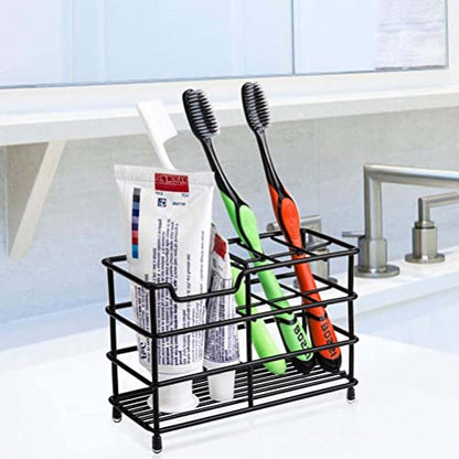 Toothbrush Holders for Bathroom, Stainless Steel, Black | 7-Slot, Organizer - size: Large