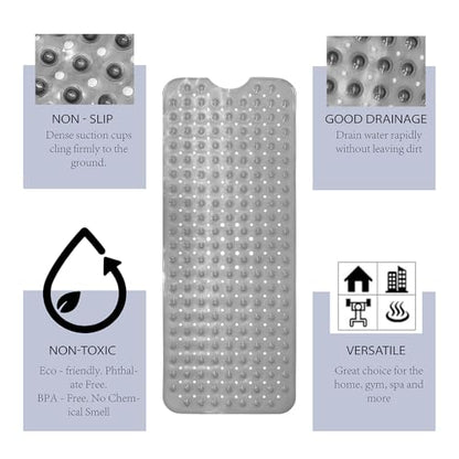 Non-Slip Bath Tub Mat, Extra Large 40x16 Inch Shower Mat with Suction Cups & Drain Holes, Quick Dry Soft Mat for Bathroom Floor Safety, Bubble Style, Gray - color: Gray