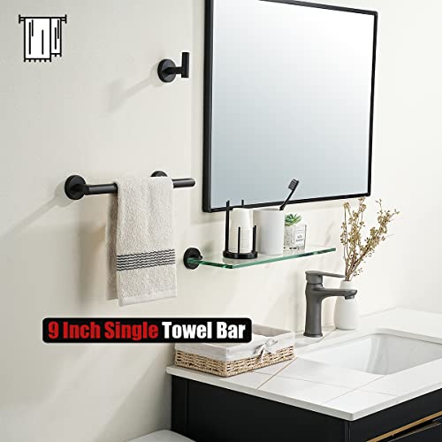 JQK Black Towel Bar, 12 Inch 304 Stainless Steel Thicken 0.8mm Hand Towel Rack, Bathroom Towel Holder Matte Black Wall Mount, Useable Length 9 Inch TB110L9-PB - color: Black, size: 12 Inch
