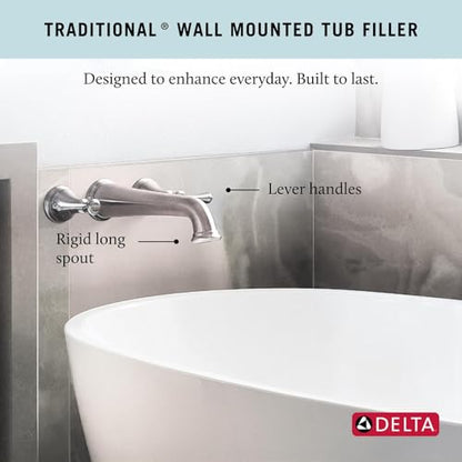 Delta Wall Mount Bathroom Faucet 3 Hole, Oil Rubbed Bronze Bathroom Sink Faucet for Vanity, Venetian Bronze T5797-RBWL (Valve Not Included) - color: Venetian Bronze