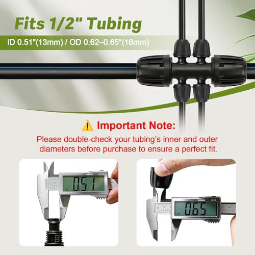 10 Pack 1/2" To 1/4" Drip Irrigation Fittings, 1/2 Inch (1/2" ID x 0.6-0.65" OD) Drip Line to 1/4 Inch Irrigation Tubing Barbed Adapter Anti-Drop Locked Nut Barbed Reducer 6 Way Tee Connectors - size: 1/2" to 1/4" 6-way-10P