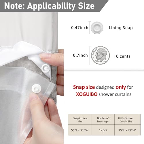 No Hook Shower Curtain Snap-in PEVA Replacement Liner 71" W x 55" L - color: Peva Liner, size: Liner 71"W x 55"L
