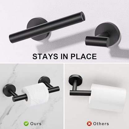 TURS Black 5 Piece Bathroom Towel Bar Set Bathroom Hardware Set, 23.6 inch Bathroom Accessories Kit Set, SUS304 Stainless Steel Wall Mounted - color: Matte Black