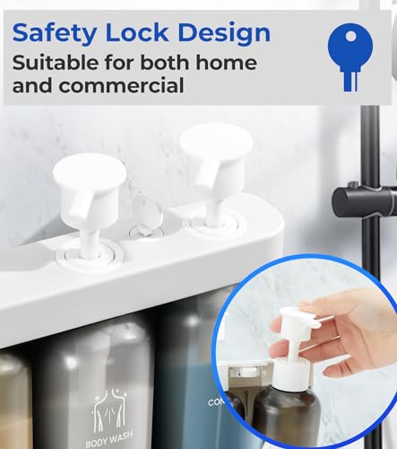 Shampoo and Conditioner Dispenser Shower Soap Dispenser 3 Chamber No Drill Shampoo Dispense for Shower Wall Mounted Shower Shampoo Dispenser 3 Chamber for Bathroom Hotel 3 * 13.37 fl.oz White - color: White-3